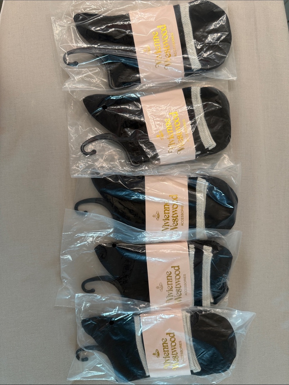 Vivienne Westwood Black Socks with White Stripe (5 Pairs)
